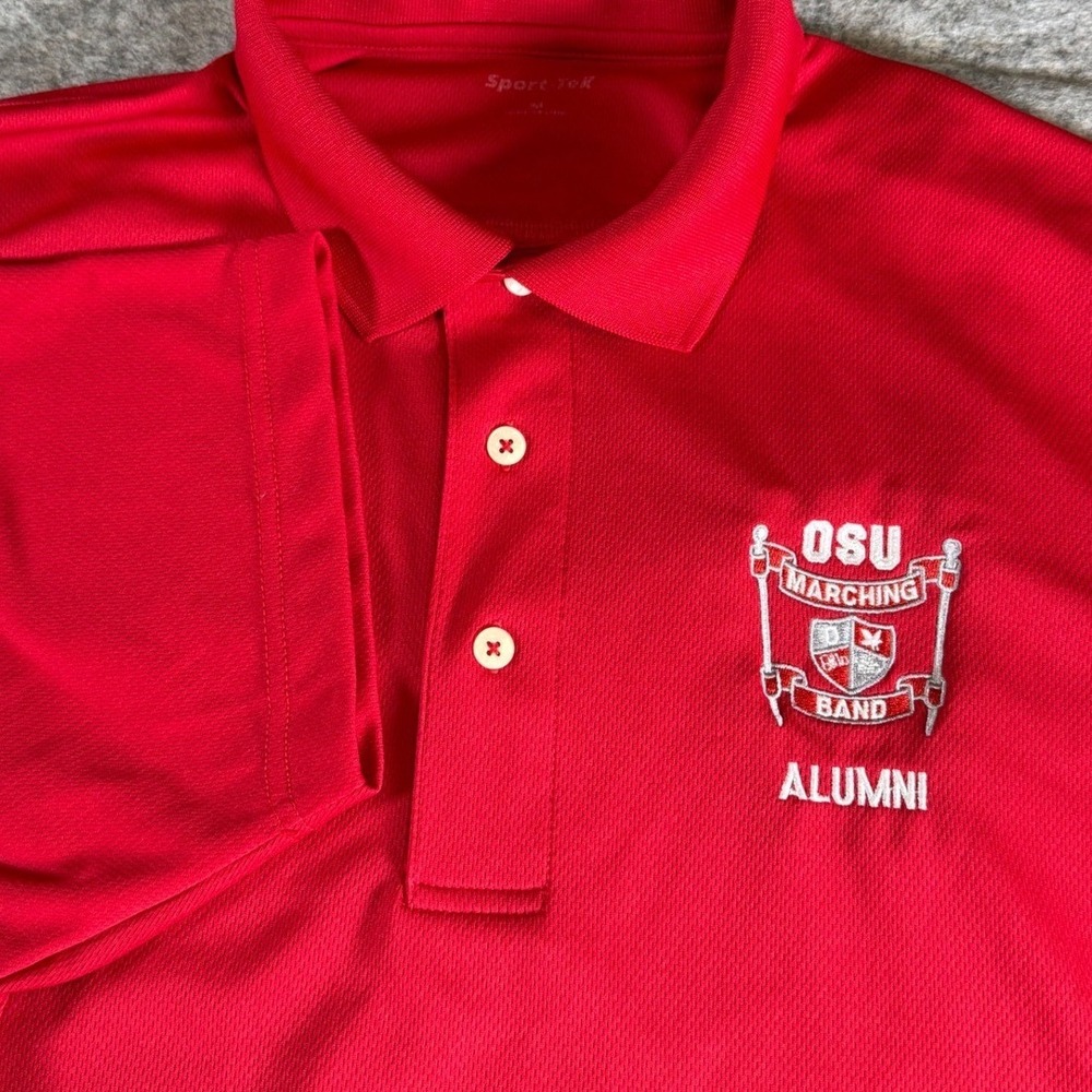 Sport-Tek OSU Marching Band Alumni Polo Shirt Mens Medium Red Performance Mesh
